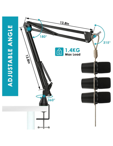 Brazo de Boom YOUSAHRES para Micrófonos Shure MV7 MV7X MV7+
