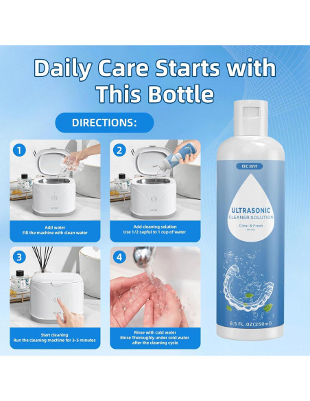 Limpiador Ultrasonico Bcom 240 ml para Retenedores y Joyería