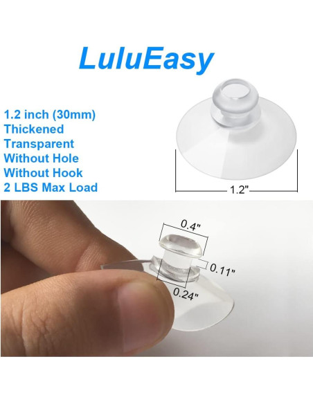 200 Ventosas Transparentes 3.05 cm LuluEasy para Organización