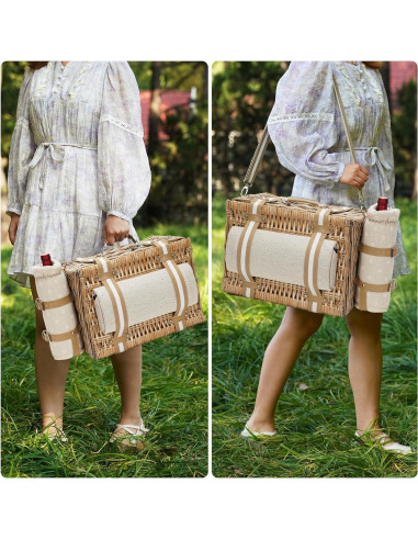 Cesta de Picnic Grande G GOOD GAIN 31 Piezas con Manta y Enfriador