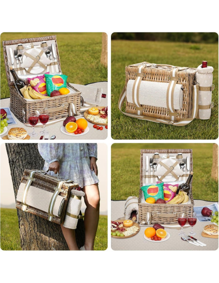 Cesta de Picnic Grande G GOOD GAIN 31 Piezas con Manta y Enfriador