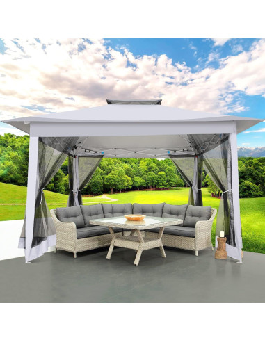 Gazebo Pop Up COBIZI 12x12ft Gris con Mosquitera y Bolsa