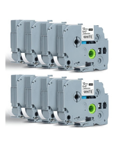 Cinta de Etiqueta Brother TZe 12mm Blanca - Paquete de 8