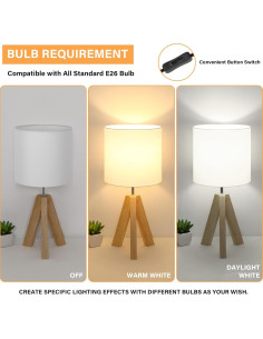 Lámpara de Mesa Pequeña Brightever con Tripode de Madera 40cm 2