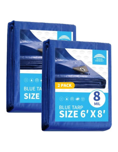 Lona Impermeable RAINDEWAY 6x8 Pies Azul 8 Mil - 2 Pcs