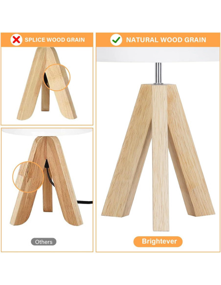 Lámpara de Mesa Pequeña Brightever con Tripode de Madera 40cm
