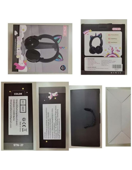 Auriculares Inalámbricos Yusonic Unicornio Plegables con Luz LED