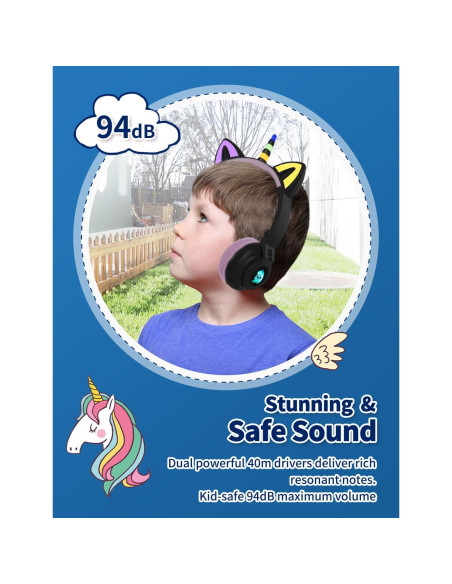 Auriculares Inalámbricos Yusonic Unicornio Plegables con Luz LED