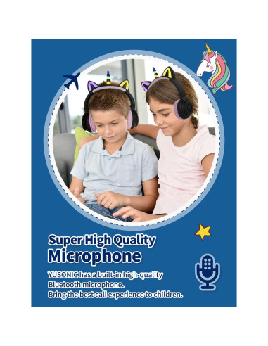 Auriculares Inalámbricos Yusonic Unicornio Plegables con Luz LED