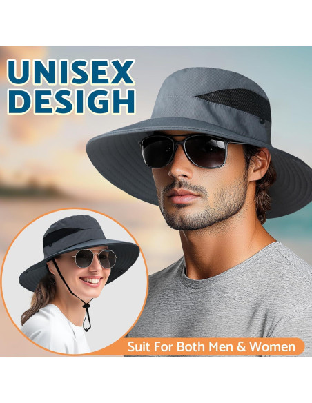 Sombrero de Sol PFFY Unisex Ala Ancha UPF 50+ Beige