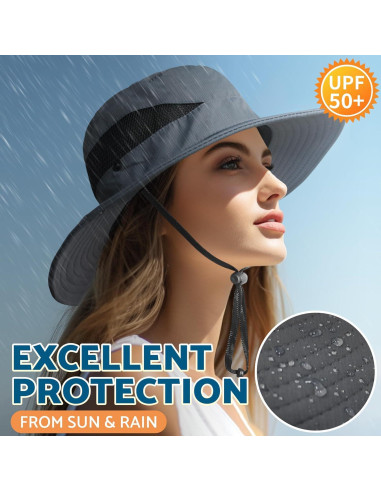 Sombrero de Sol PFFY Unisex Ala Ancha UPF 50+ Beige