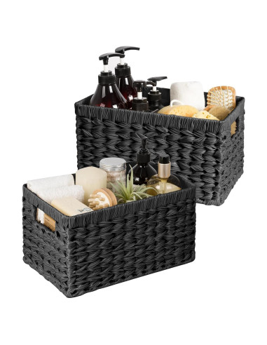 Cestas de Mimbre GRANNY SAYS - Juego de 2, 33x21x18 cm, Negro