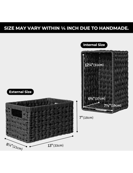 Cestas de Mimbre GRANNY SAYS - Juego de 2, 33x21x18 cm, Negro