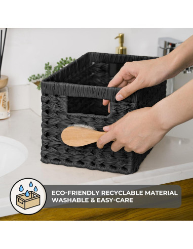 Cestas de Mimbre GRANNY SAYS - Juego de 2, 33x21x18 cm, Negro