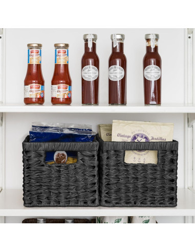 Cestas de Mimbre GRANNY SAYS - Juego de 2, 33x21x18 cm, Negro