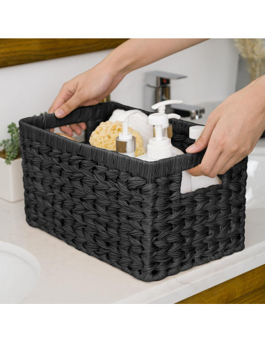 Cestas de Mimbre GRANNY SAYS - Juego de 2, 33x21x18 cm, Negro