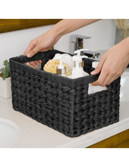 Cestas de Mimbre GRANNY SAYS - Juego de 2, 33x21x18 cm, Negro