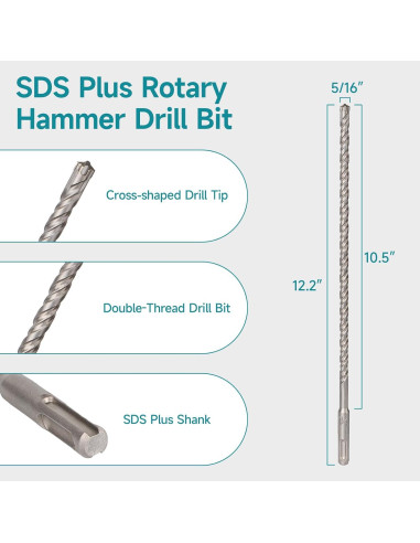 Broca de Martillo Rotativo SDS Plus YOSIGHT 8 mm x 30.99 cm
