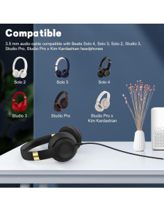 Cable de audio 3.5mm Gneinour para Beats Solo 4/3/2 y Studio Pro 2