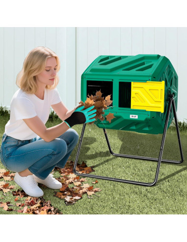 Compostador Giratorio Werph 43 Galones Doble Cámara Verde
