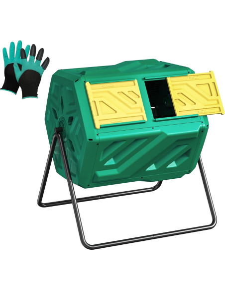 Compostador Giratorio Werph 43 Galones Doble Cámara Verde