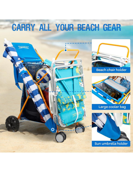 Carro de Playa Old Bahama Bay Azul con Bolsa Térmica 20L