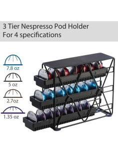 Soporte para Cápsulas de Café MEAERTON 3 Niveles Negro 24 Cápsulas 2