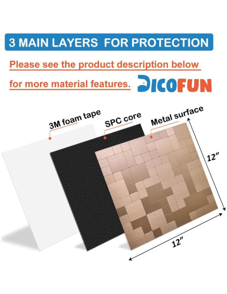 Azulejo Autoadhesivo DICOFUN 30.48x30.48cm Cobre Cepillado