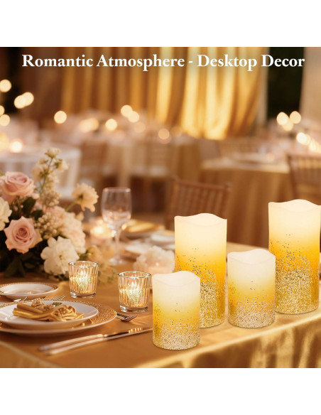 Juego de 8 Velas LED Sin Llama Yinuo Dorado con Control Remoto