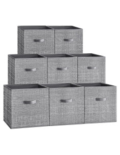 Set de 8 Cubos de Almacenamiento SONGMICS 33x33 cm Tela Gris