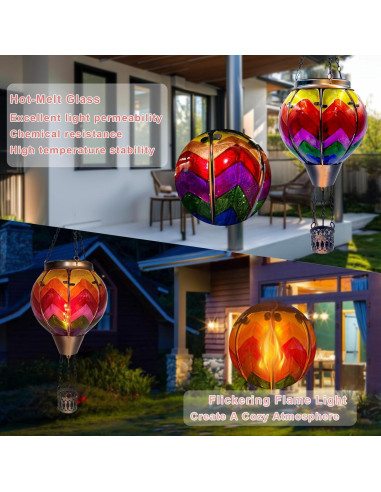 Linterna Solar Globo Aerostático OUISJYER 48.8 cm Vidrio