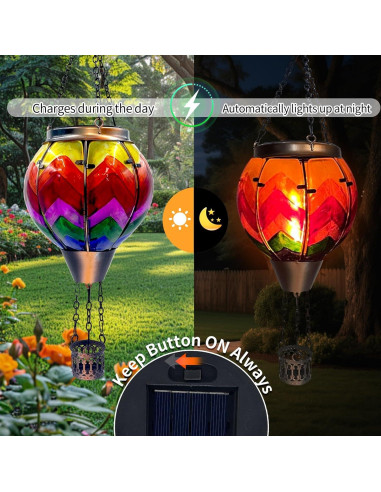 Linterna Solar Globo Aerostático OUISJYER 48.8 cm Vidrio