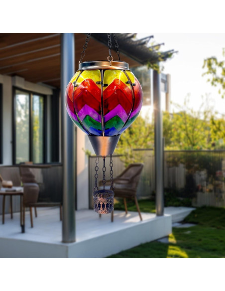 Linterna Solar Globo Aerostático OUISJYER 48.8 cm Vidrio