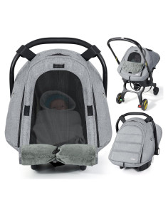 Cubierta de Asiento de Auto Invierno Orzbow para Bebé Gris Claro