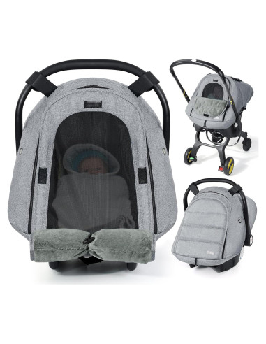 Cubierta de Asiento de Auto Invierno Orzbow para Bebé Gris Claro