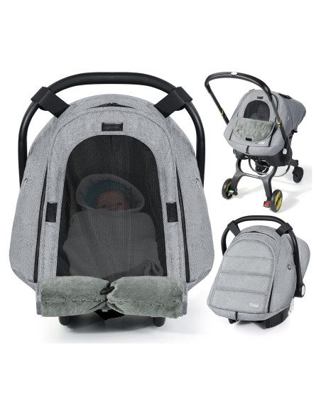 Cubierta de Asiento de Auto Invierno Orzbow para Bebé Gris Claro