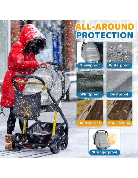 Cubierta de Asiento de Auto Invierno Orzbow para Bebé Gris Claro