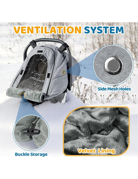 Cubierta de Asiento de Auto Invierno Orzbow para Bebé Gris Claro