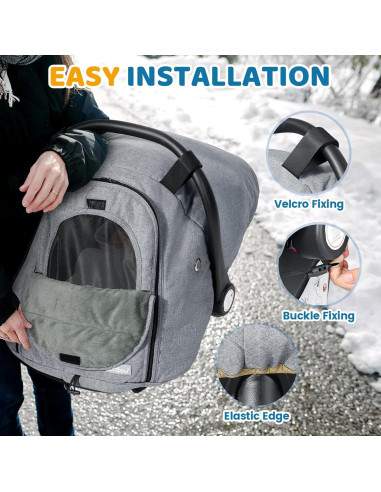 Cubierta de Asiento de Auto Invierno Orzbow para Bebé Gris Claro