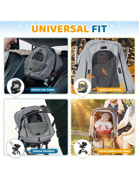 Cubierta de Asiento de Auto Invierno Orzbow para Bebé Gris Claro