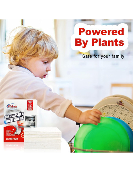Hojas de detergente para lavavajillas Binbata 160 Cargas Pomelo