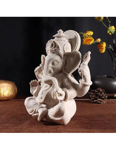 Estatua de Ganesha Hindú 20 cm - Decoración Zen Sandstone