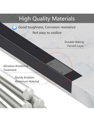 10 Piezas Protectores de Esquinas de Aluminio Negro 121.9 cm