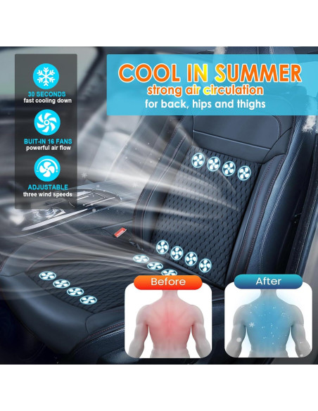 Funda de Asiento de Coche Refrigerada Fochutech 3 en 1 Negro