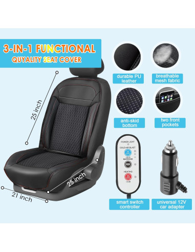 Funda de Asiento de Coche Refrigerada Fochutech 3 en 1 Negro