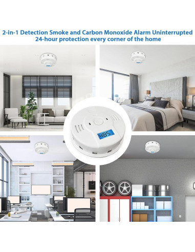 Detector de Humo y Monóxido de Carbono Shackcom, Paquete de 3