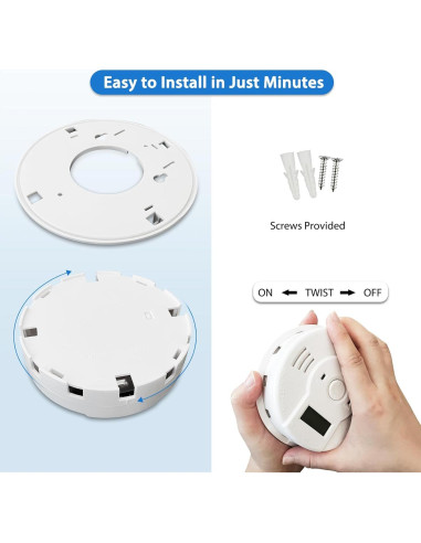 Detector de Humo y Monóxido de Carbono Shackcom, Paquete de 3