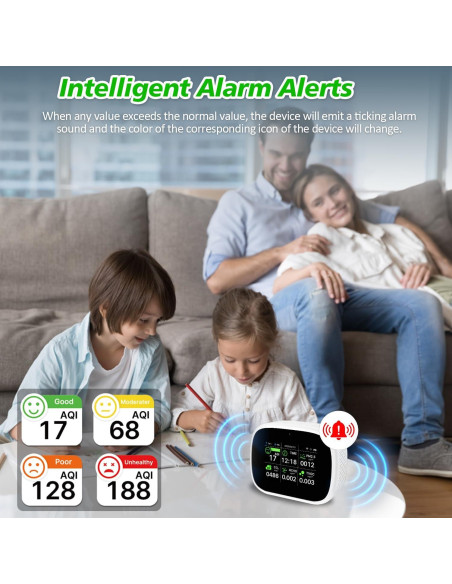 Monitor de Calidad del Aire Bcetasy 18-en-1 WiFi - AQI, CO2, PM2.5
