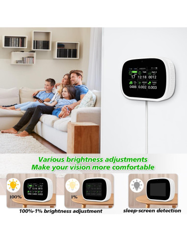 Monitor de Calidad del Aire Bcetasy 18-en-1 WiFi - AQI, CO2, PM2.5