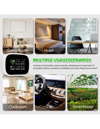 Monitor de Calidad del Aire Bcetasy 18-en-1 WiFi - AQI, CO2, PM2.5